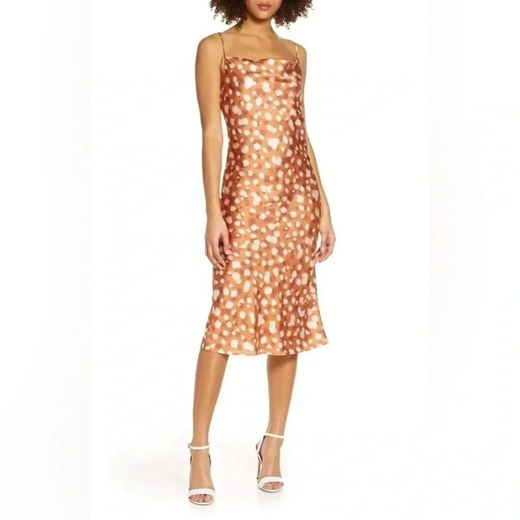 BARDOT Animal Spot Slip Midi Dress size Medium - Picture 1 of 4